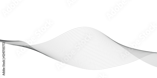 Abstract wavy grey blend liens technology abstract lines on white background. Digital frequency track equalizer. Vector illustration, Wavy stylized it make using blend tool.