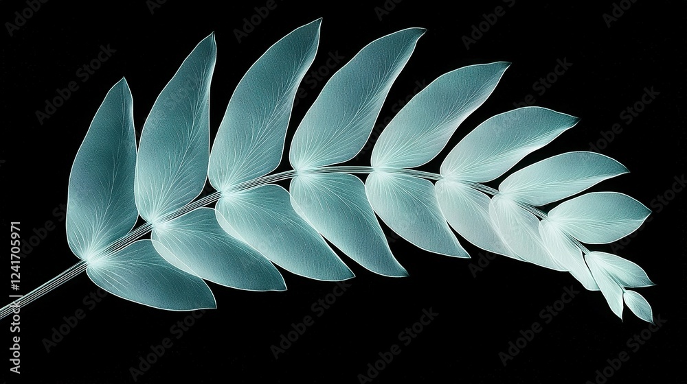 Naklejka premium A leaf with a reflection on black background