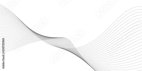 Abstract wavy grey blend liens technology abstract lines on white background. Digital frequency track equalizer. Vector illustration, Wavy stylized it make using blend tool.