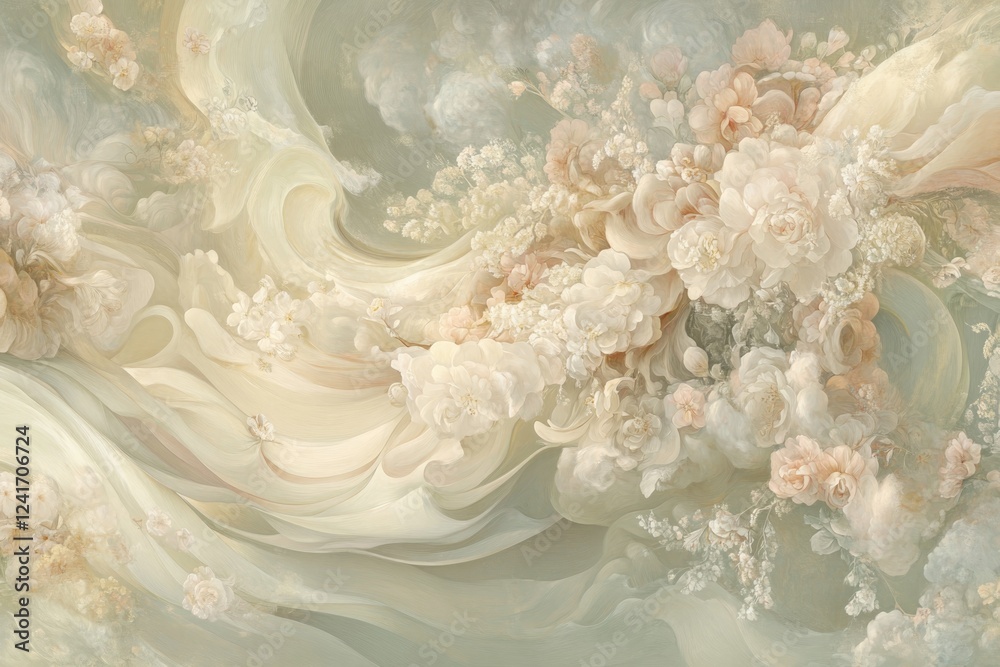 Fototapeta premium Intricate Gold and Cream Rococo Ceiling Design With Floral Motifs Under Elegant Lighting