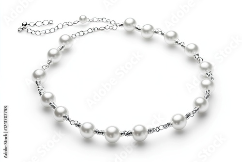 Wallpaper Mural White pearl necklace isolated on white background Torontodigital.ca