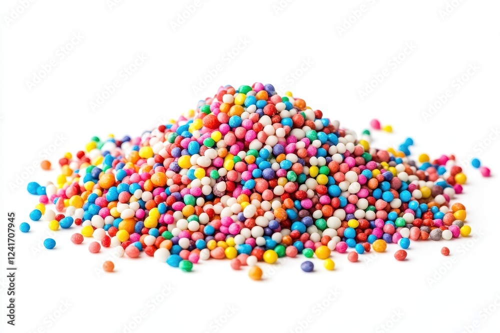 Pile colorful candy sprinkles isolated on white background Pile colorful candy sprinkles isolated on white background