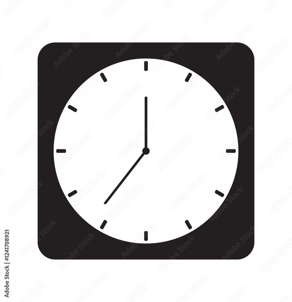 Wall clock. Simple wall clock. Classic design wall clock. Analog clock. time icon. Vector illustration. Wall clock. Simple wall clock. Classic design wall clock. Analog clock. time icon. Vector illustration.