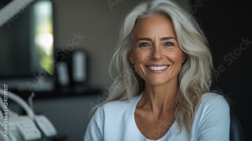 A beautiful female doctor sits in a chair in her office and smiles. Free Download A beautiful female doctor sits in a chair in her office and smiles. - GFXLoad