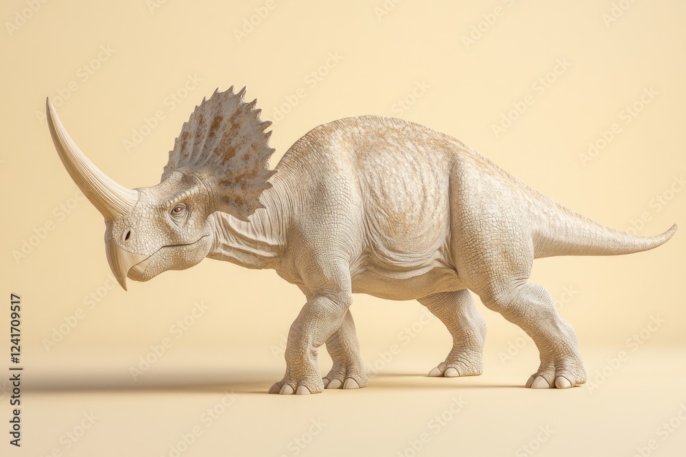 Detailed Triceratops Model in Grazing Pose With Dramatic Shadows on a Clean Background for Microstock Use Detailed Triceratops Model in Grazing Pose With Dramatic Shadows on a Clean Background for Microstock Use