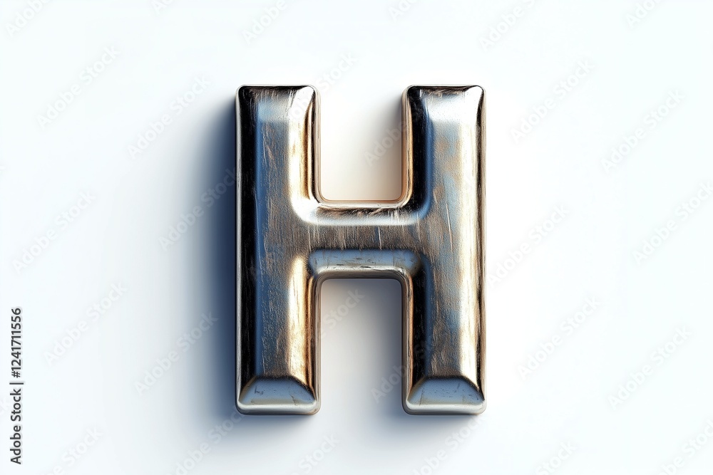 Letter H designed with new and clean metallic effect texture isolated on white background Letter H designed with new and clean metallic effect texture isolated on white background