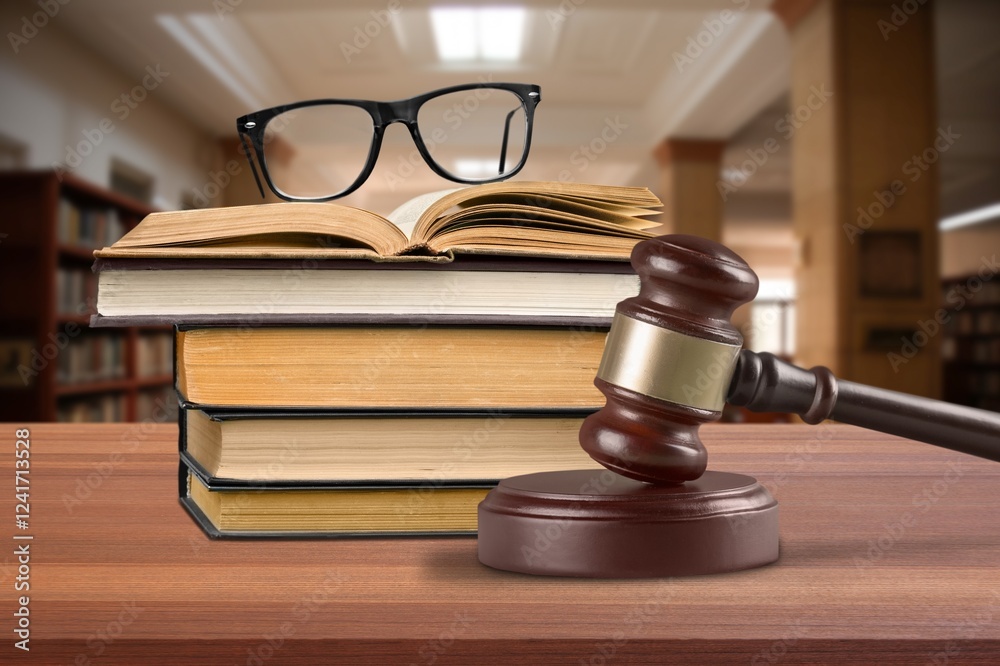 Law education, legal study concept, books in library Law education, legal study concept, books in library