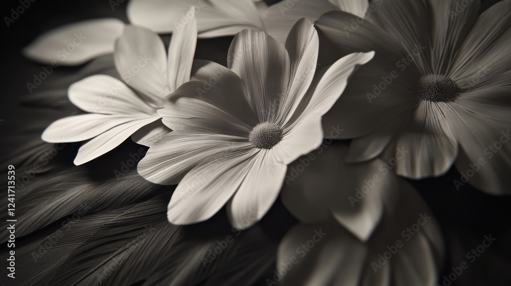 Fototapeta premium Elegant White Floral Arrangement with Delicate Petals and Leaves