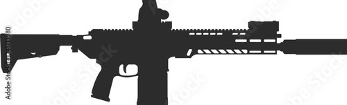 Silhouette of a new standard army assault rifle, which is equipped with an optical sight and a silencer.