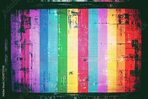 Vibrant grunge style rainbow striped texture photo