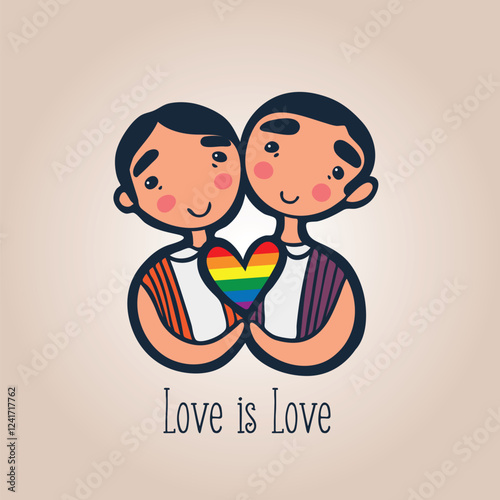 Gay Couple Cute Vector Illustration