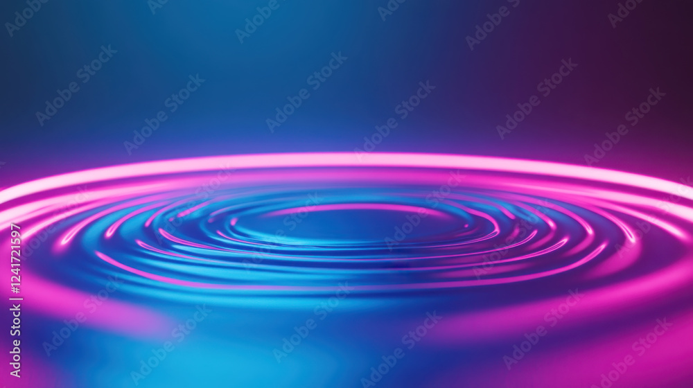 Neon ripple effect with concentric circles in vibrant blue and pink light design Neon ripple effect with concentric circles in vibrant blue and pink light design