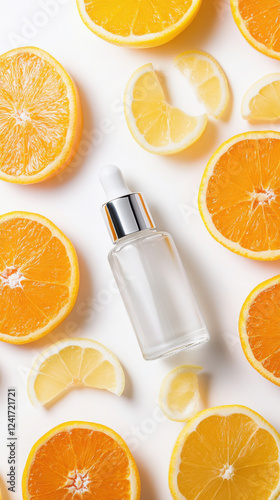 Wallpaper Mural Radiant simplicity: vitamin c serum bottle with fresh citrus surrounding Torontodigital.ca