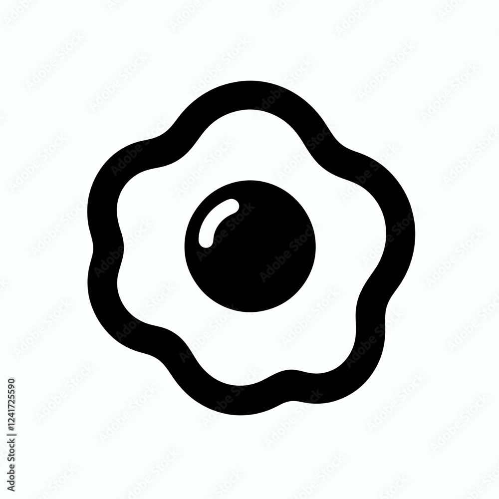 Fried Egg Silhouettes in black on a white background Fried Egg Silhouettes in black on a white background