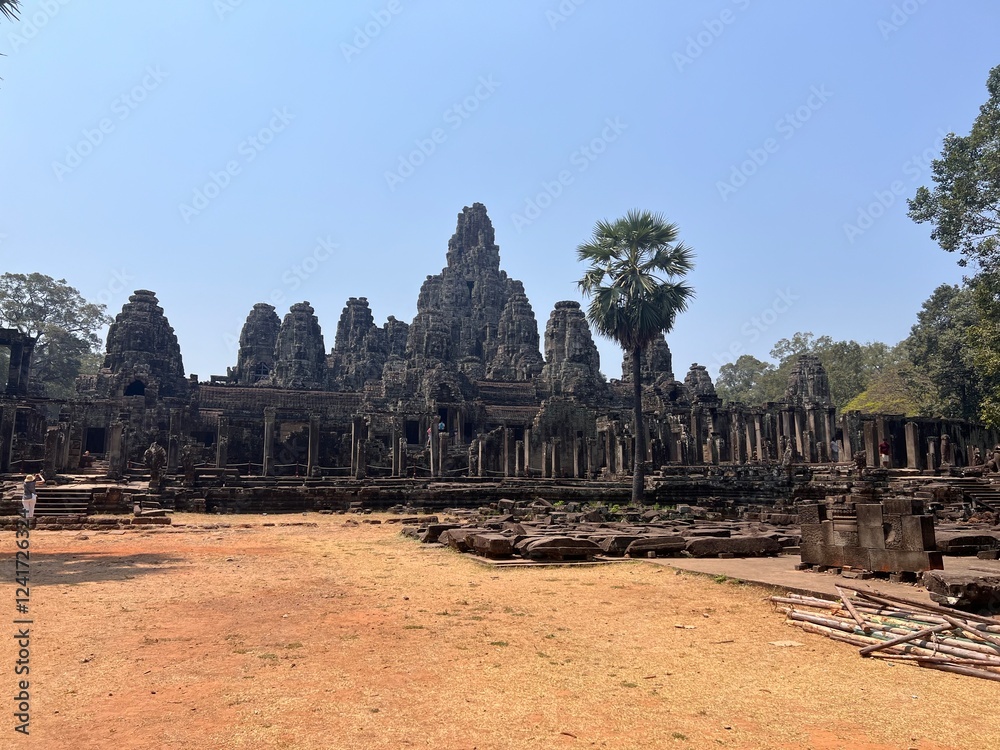 Naklejka premium Ancient Temples of Angkor Wat at Sunrise, Cambodia