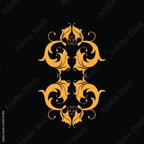 Floral Design A classic black and white floral design element featuring elegant, curved leaves and intricate detailing. Ornamental Perfect for use in decorative borders, logos