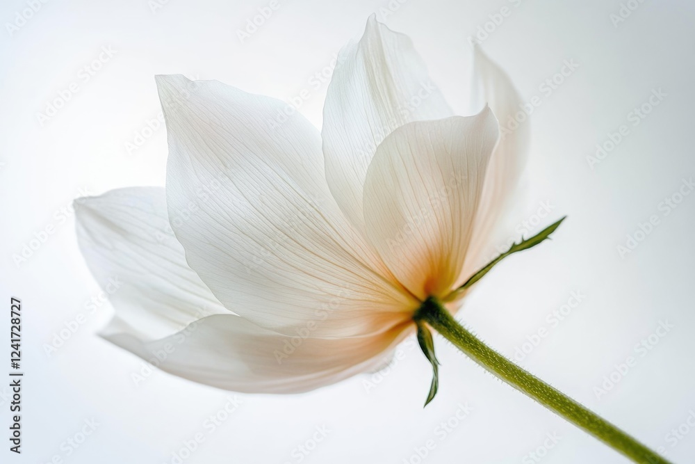 Obraz premium A close-up shot of a single white flower on its stem