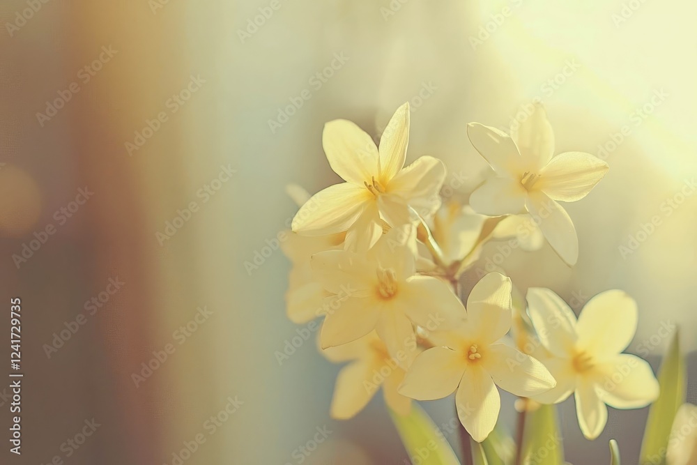 Obraz premium Yellow spring narcissus. Shallow depth of field. Selective Focus. Toned.