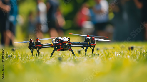 FPV drone racing competition with high-speed drones navigating through obstacles photo