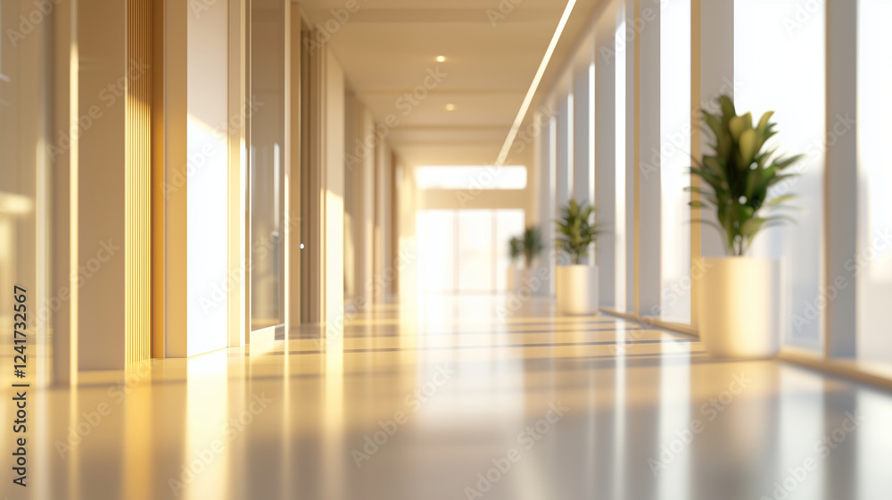 Modern Hospital Corridor with Luxurious Design and Soft Lighting Modern Hospital Corridor with Luxurious Design and Soft Lighting
