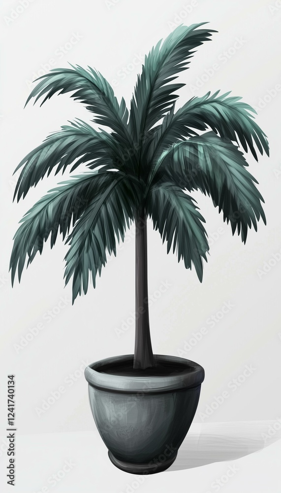 Obraz premium Palm in a pot isolated white background