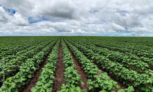 Row crops growing in the field.