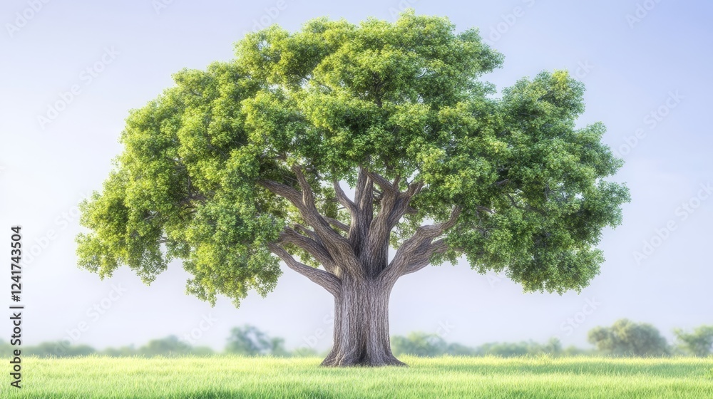 Majestic Southern Live Oak in Verdant Field - A large, ancient oak tree stands alone in a sunlit field, symbolizing strength, longevity, nature, peace, and growth. Majestic Southern Live Oak in Verdant Field - A large, ancient oak tree stands alone in a sunlit field, symbolizing strength, longevity, nature, peace, and growth.