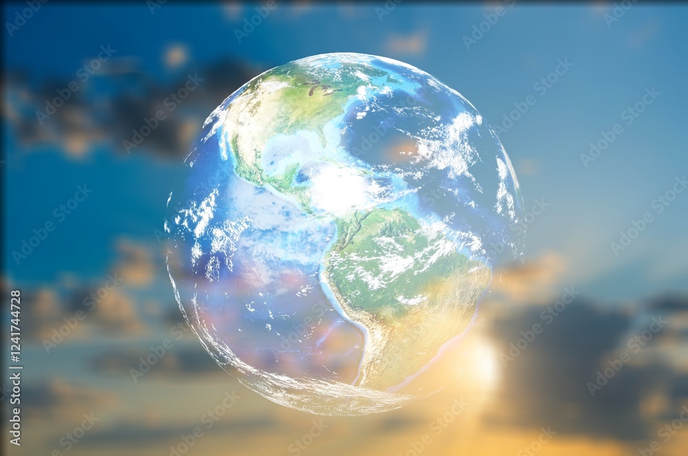 World Environment 2024 concept, globe in sky World Environment 2024 concept, globe in sky