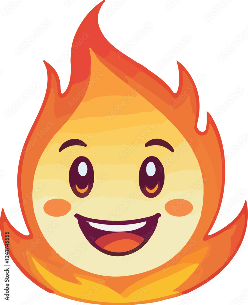 Happy and Playful Fire Character Vector Art