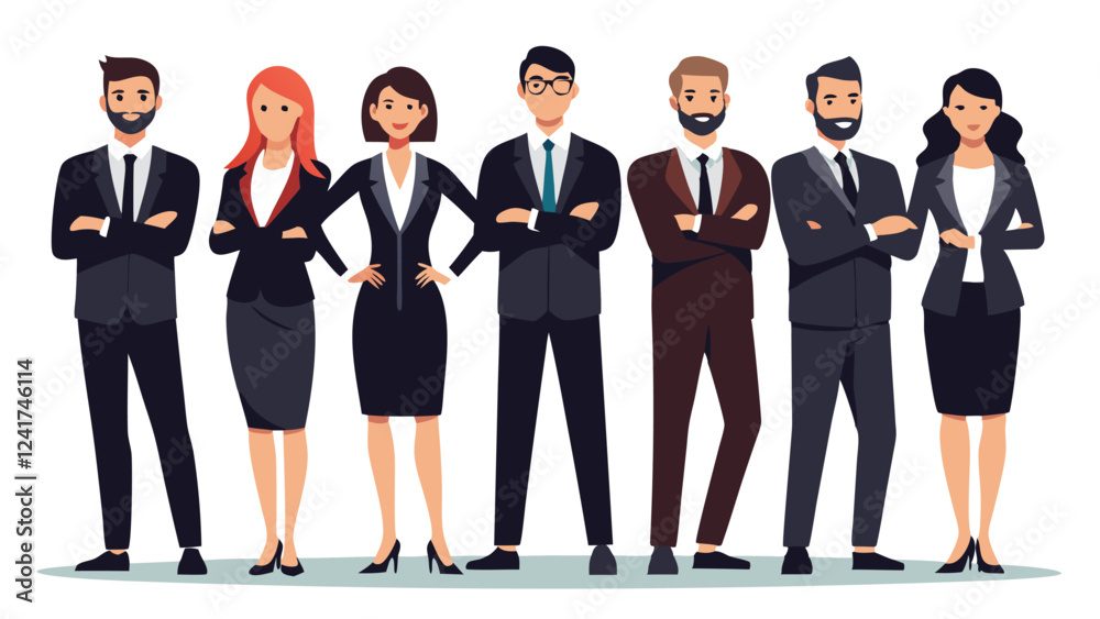 Fototapeta premium Adobe Illustrator Arbusiness man Collection of Businessmen in Suits with Beards - Black and White Vector Illustration