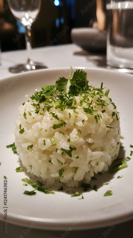 Steamed jasmine rice with fresh herbs and lime zest. Steamed jasmine rice with fresh herbs and lime zest.