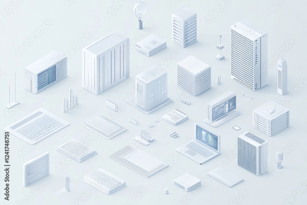 Modern Technology Illustration: A Futuristic View of Data Centers and Digital Infrastructure Modern Technology Illustration: A Futuristic View of Data Centers and Digital Infrastructure