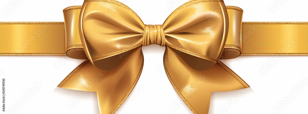 Golden ribbon with a bow isolated on a white background Golden ribbon with a bow isolated on a white background