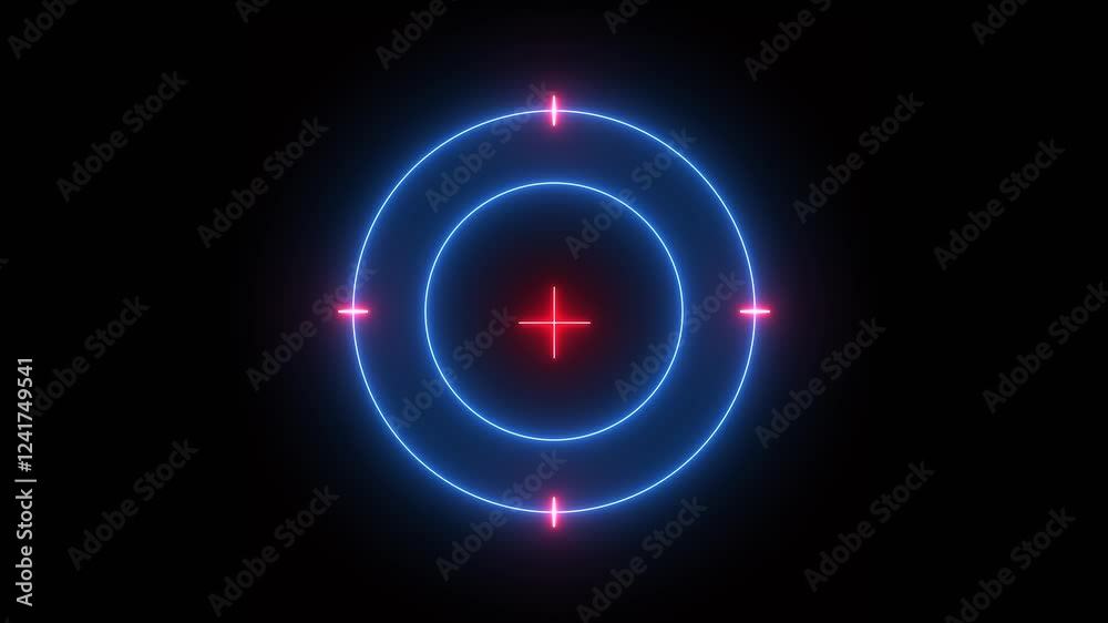 Neon gun pointer and shouting icon animation with black background.