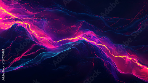 A colorful, abstract image of a purple and blue line with yellow