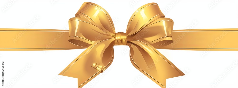 Golden ribbon with a bow isolated on a white background Golden ribbon with a bow isolated on a white background