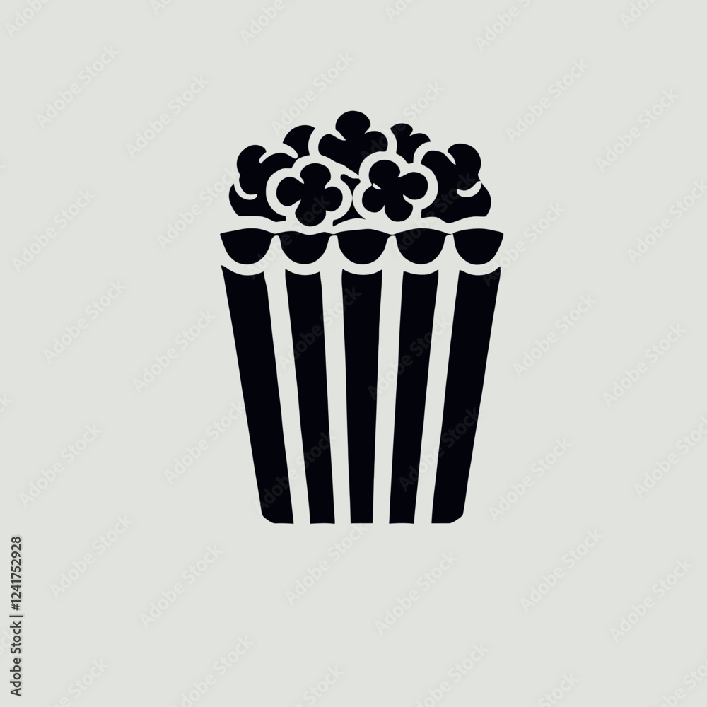 Popcorn Snack Silhouette in black on a white background Popcorn Snack Silhouette in black on a white background
