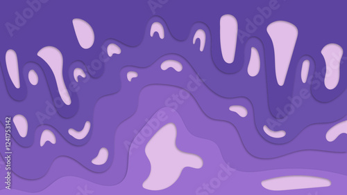 Purple paper cut wave background illustration, featuring layered, wavy paper-like textures in varying shades of purple. The design creates a sophisticated,