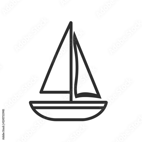 Sailboat outline in minimalist style on a white background with copy space