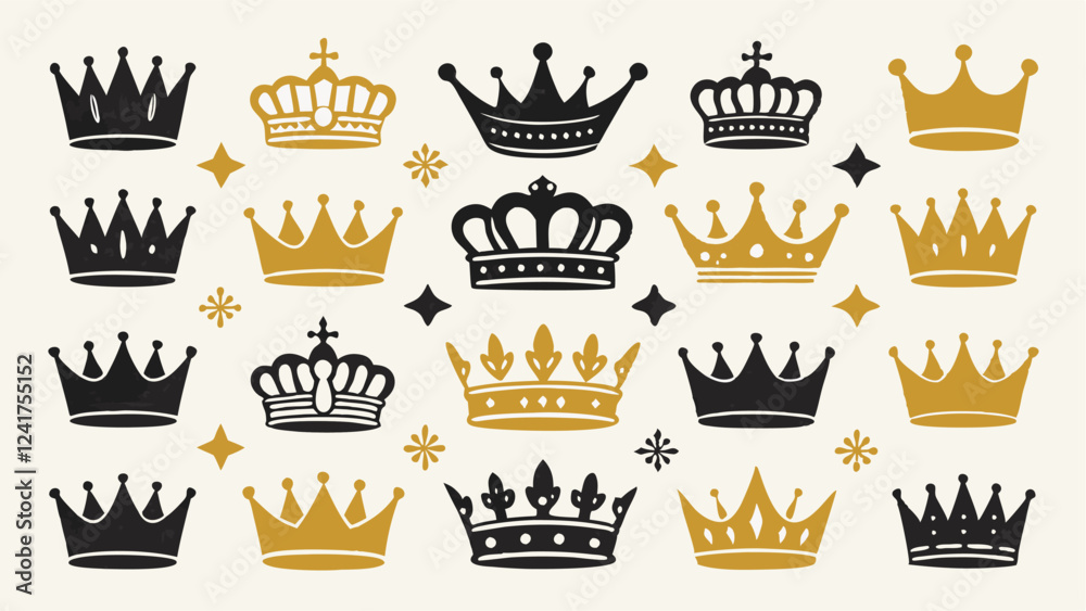 Adobe IllustraCollection of Black and White Crown Designs - Vintage and Eleganttor Artwork Adobe IllustraCollection of Black and White Crown Designs - Vintage and Eleganttor Artwork