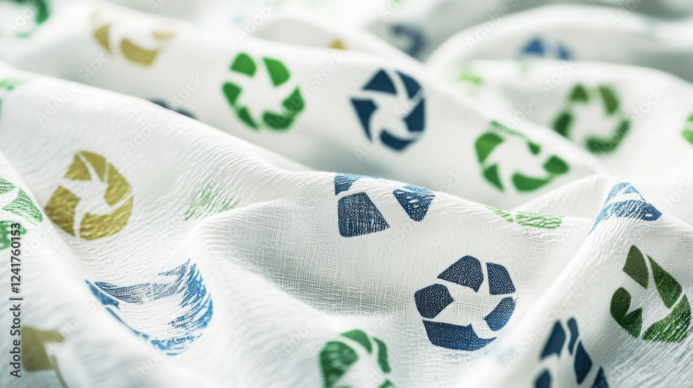 Close up of textile recycling symbols for sustainable fashion and eco-friendly design Close up of textile recycling symbols for sustainable fashion and eco-friendly design