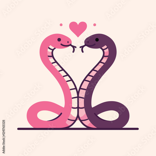 Two Snakes Forming a Heart Shape with Their Bodies  
