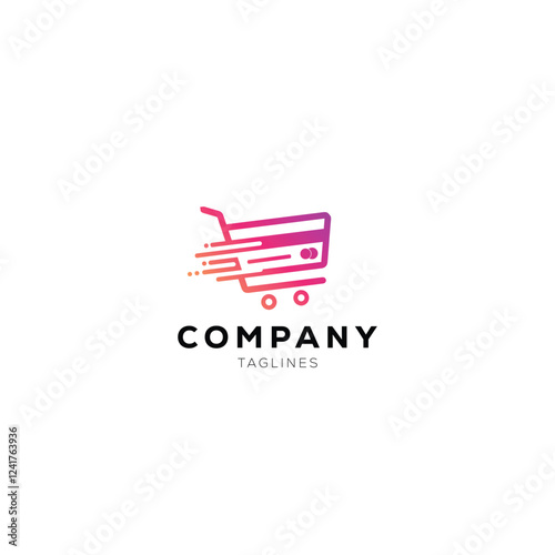 Shopping store logo design template. Shopping cart icon sign symbol