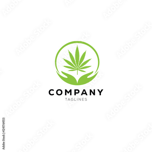 Medical leaf marijuana, cannabis logo design vector template