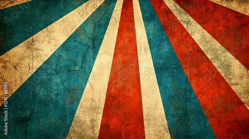 Retro radial design, grunge texture, vintage colors, sunburst background, perfect for design