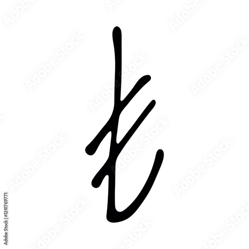 Hand drawn turkish lira currency symbol. Brush stroke doodle. Single element for design