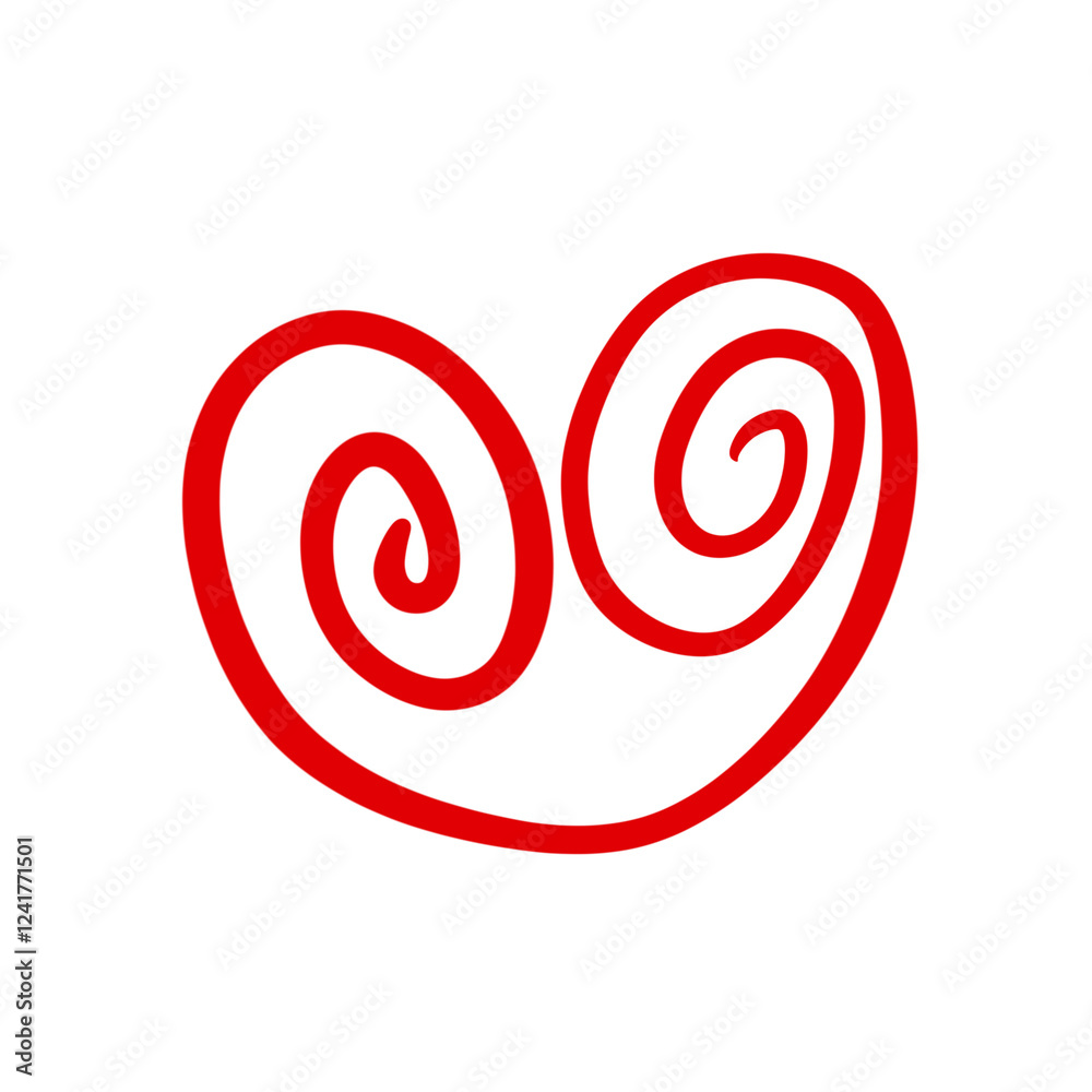 Red heart made of twisted spirals symbol of love design element for Valentine's day Red heart made of twisted spirals symbol of love design element for Valentine's day