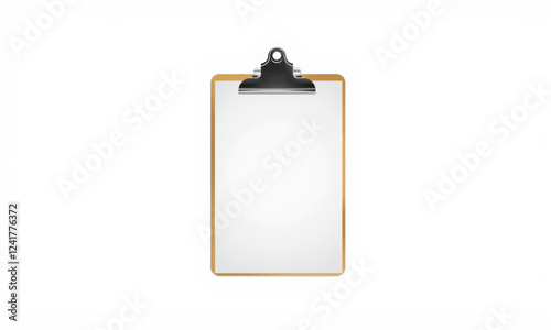 blank clipboard mockup with wooden frame and metal clip, perfect for presentations or notes. Ideal for showcasing designs or documents