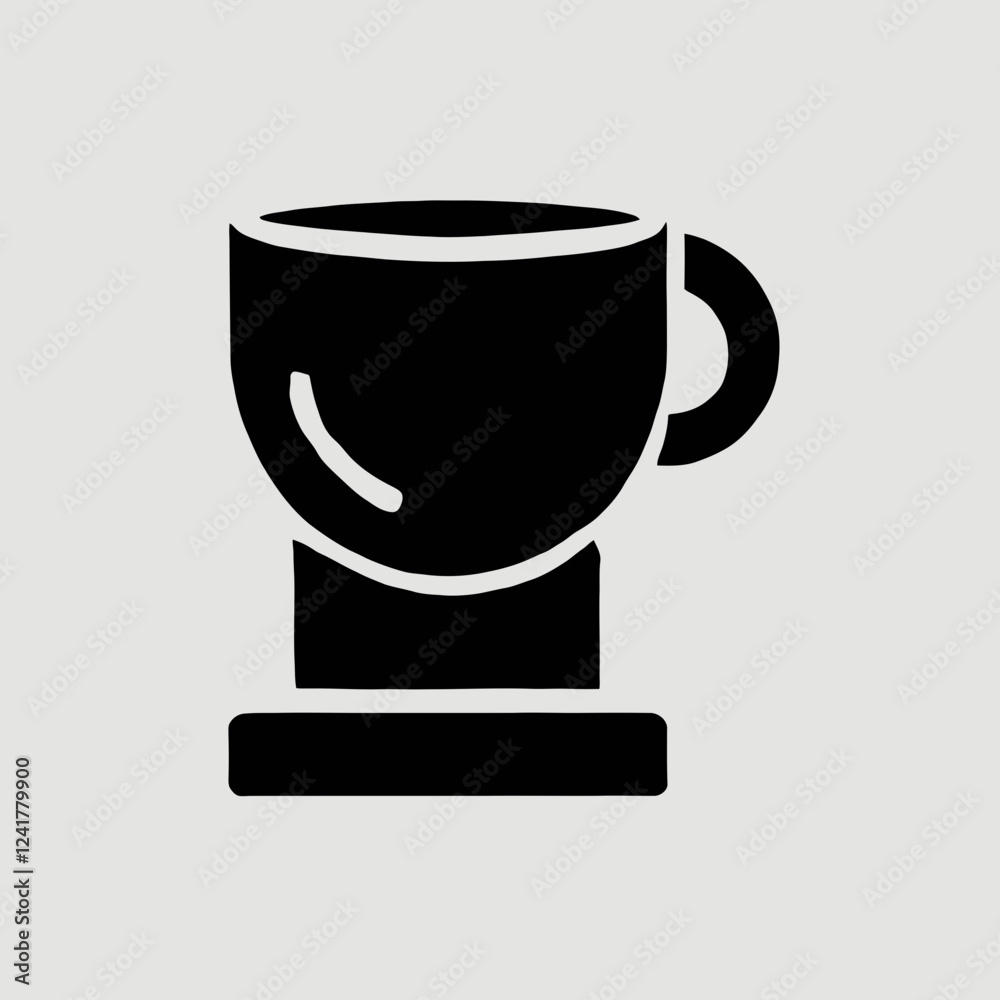 Hot Cocoa Mug Silhouette in black on a white background Hot Cocoa Mug Silhouette in black on a white background