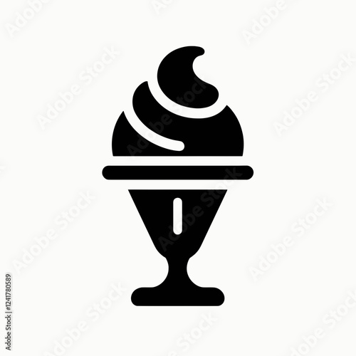 Ice Cream Sundae Silhouettes in black on a white background